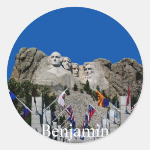 Mount Rushmore Customisable Photo Souvenir Classic Round Sticker