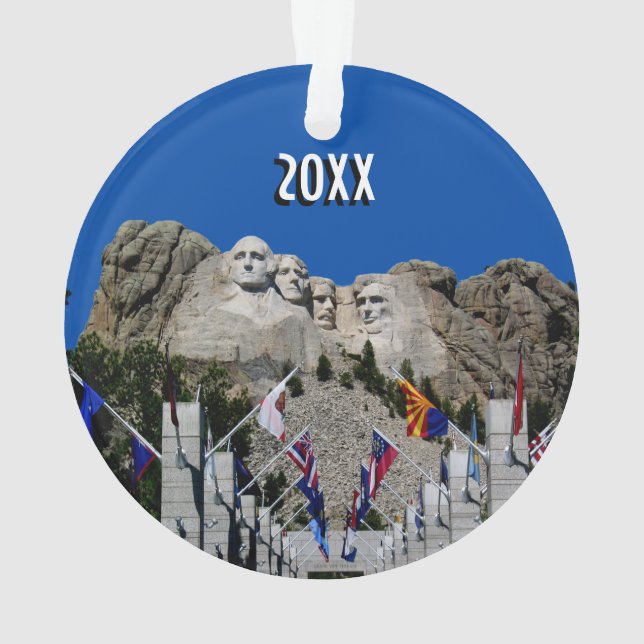 Mount Rushmore Customisable Photo Souvenir Ornament (Back)
