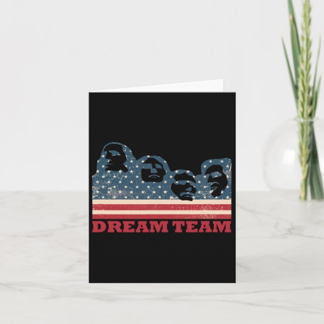 Mount Rushmore Dream Team Patriotic Usa Flag Ameri Card (Front)