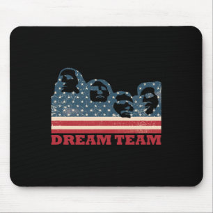 Mount Rushmore Dream Team Patriotic Usa Flag Ameri Mouse Mat