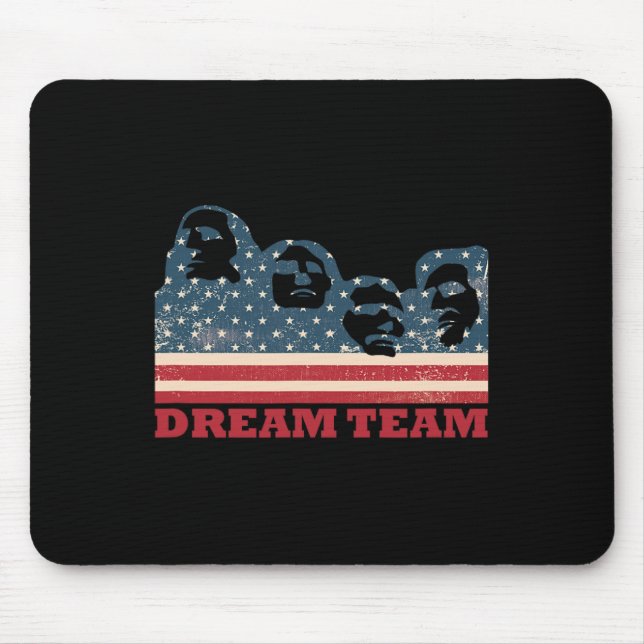 Mount Rushmore Dream Team Patriotic Usa Flag Ameri Mouse Mat (Front)