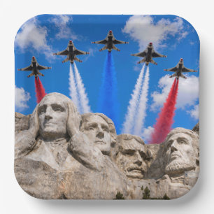 Mount Rushmore Fighter Jet Flyover Paper Plate
