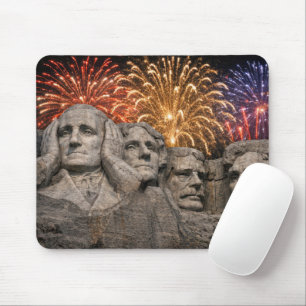 Mount Rushmore Humor with Fireworks Mouse Mat