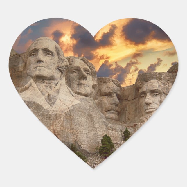 Mount Rushmore National Memorial Heart Sticker (Front)