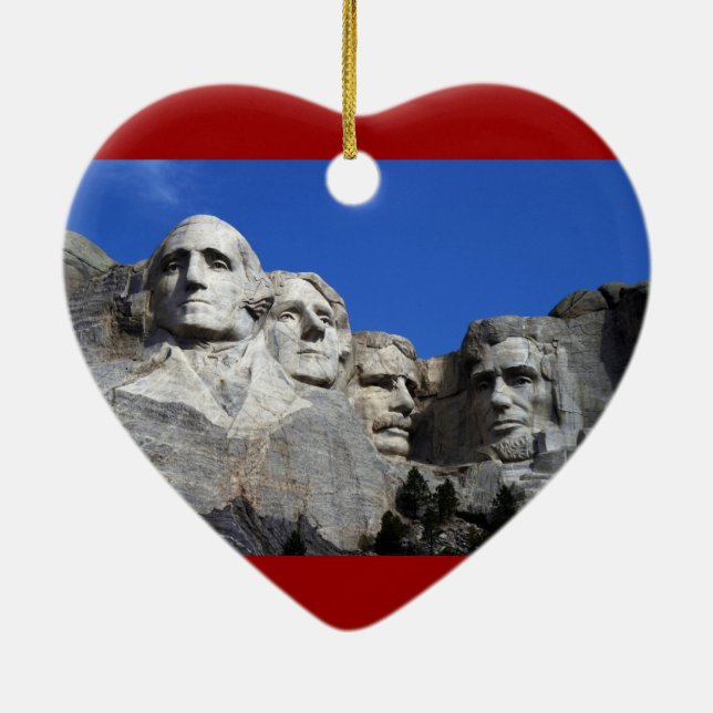 Mount Rushmore National Memorial Monument Ceramic Tree Decoration (Back)