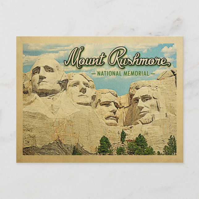 Mount Rushmore Postcard Vintage National Memorial (Front)