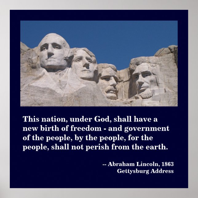 Mount Rushmore Poster with Gettysburg Address (Front)