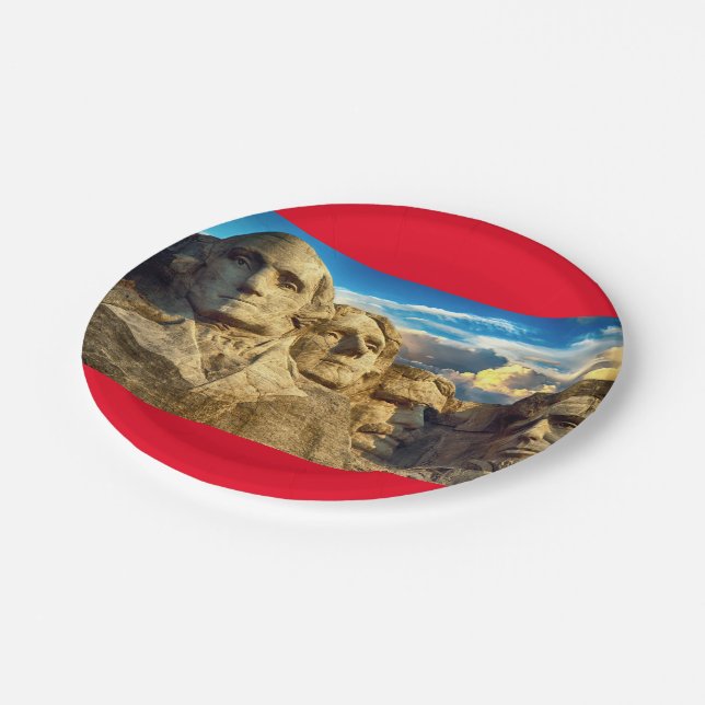 Mount Rushmore Presidential Memorial Paper Plate (Angled)