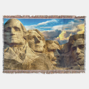 Mount Rushmore Presidential Memorial Throw Blanket