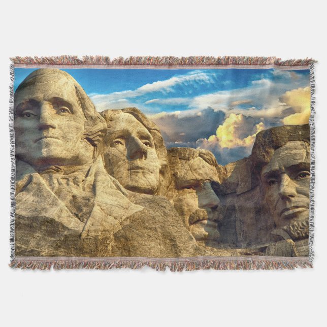 Mount Rushmore Presidential Memorial Throw Blanket (Front)