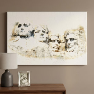 Mount Rushmore Presidential Watercolor Art Canvas Print