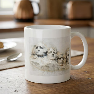 Mount Rushmore Presidential Watercolor Art Coffee Mug