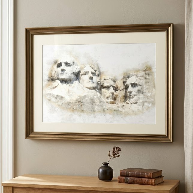 Mount Rushmore Presidential Watercolor Art Photo Print (Mount Rushmore Presidential Watercolor Art. Photo Print)