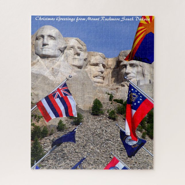 Mount Rushmore South Dakota.Christmas Greetings Jigsaw Puzzle (Vertical)
