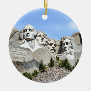Mount Rushmore Watercolor Ceramic Tree Decoration