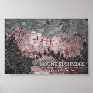 MOUNT RUSHMORE WATERCOLOR - SOUTH DAKOTA US POSTER