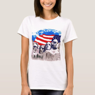 Mount Rushmore with American Flag T-Shirt