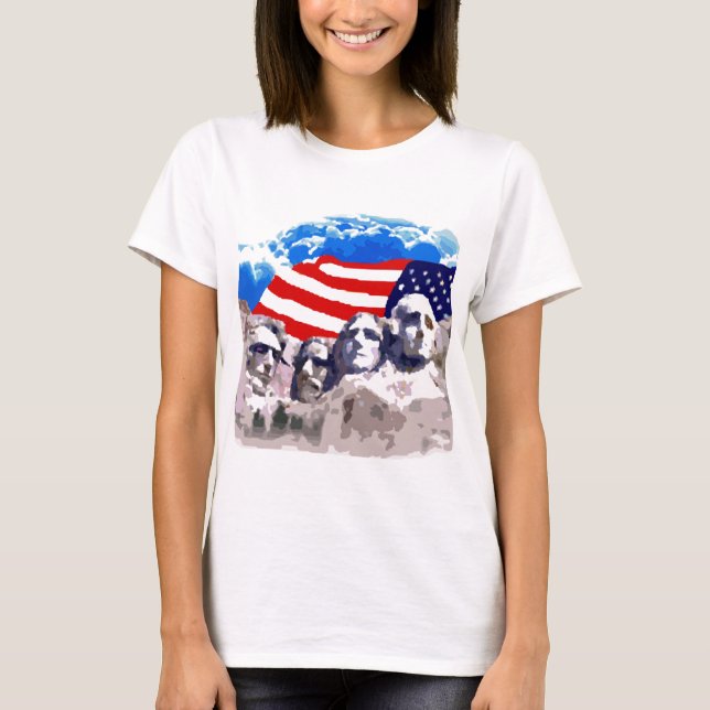 Mount Rushmore with American Flag T-Shirt (Front)