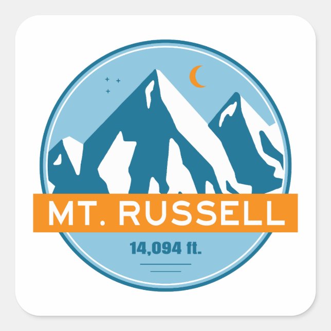 Mount Russell California Stars Moon Square Sticker (Front)