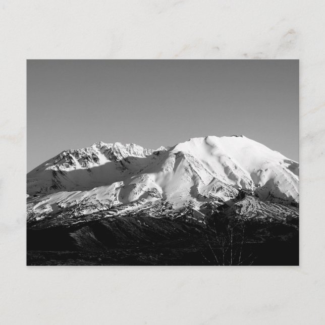 Mount Saint Helens in February Monochrome Postcard (Front)