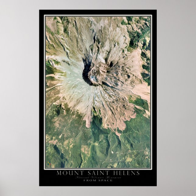 Mount Saint Helens National Monument Satellite Map Poster (Front)