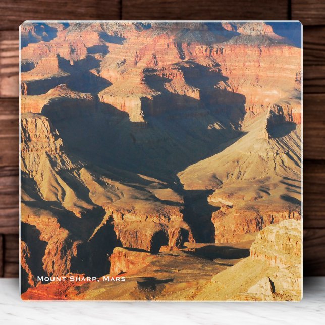 Mount Sharp on Planet Mars Photo Glass Coaster (Creator Uploaded)