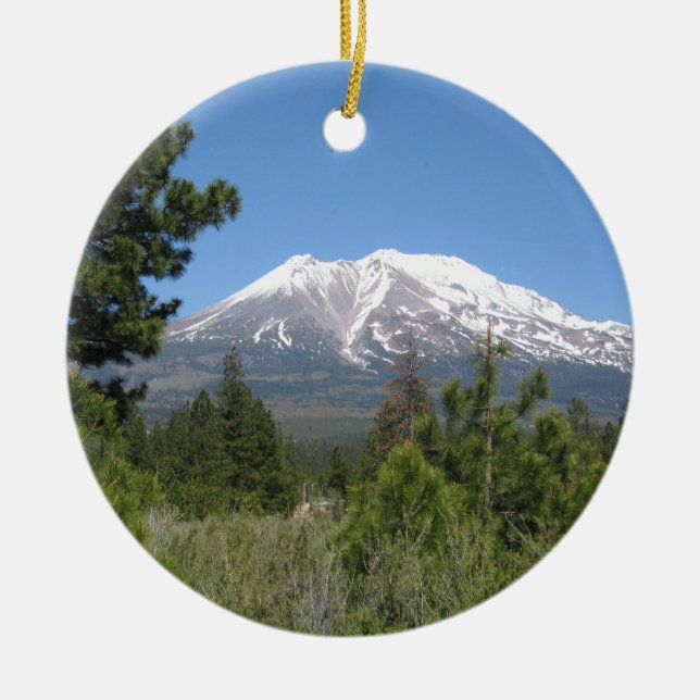 Mount Shasta California Ceramic Tree Decoration (Front)