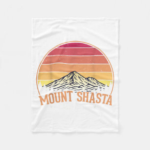 Mount Shasta California Retro Sunset Nature Lover Fleece Blanket
