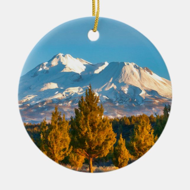 MOUNT SHASTA CERAMIC TREE DECORATION (Front)