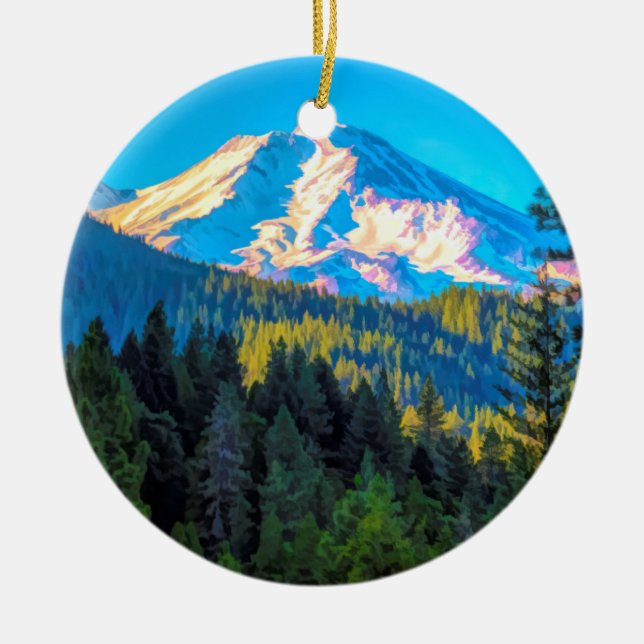 MOUNT SHASTA CERAMIC TREE DECORATION (Front)