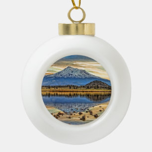MOUNT SHASTA REFLECTED CERAMIC BALL CHRISTMAS ORNAMENT