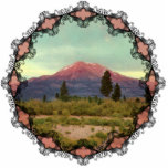 Mount Shasta Vintage Ornament Photo Sculpture Decoration<br><div class="desc">Vintage image from 1939 of Mount Shasta and the California rural landscape surrounding it reprinted on this Christmas ornament with Victorian trim.</div>