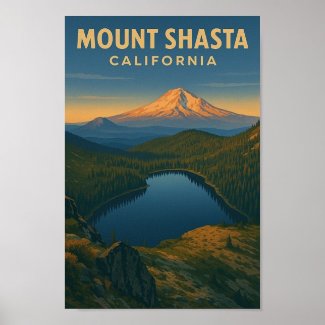 Mount Shasta Vintage Travel Poster – Northern Cali (Front)