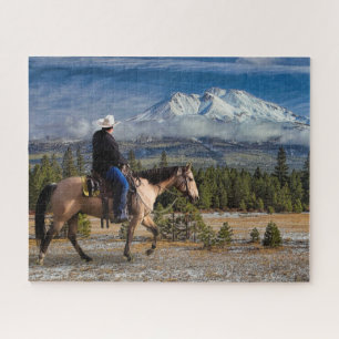 MOUNT SHASTA WITH HORSE AND RIDER JIGSAW PUZZLE