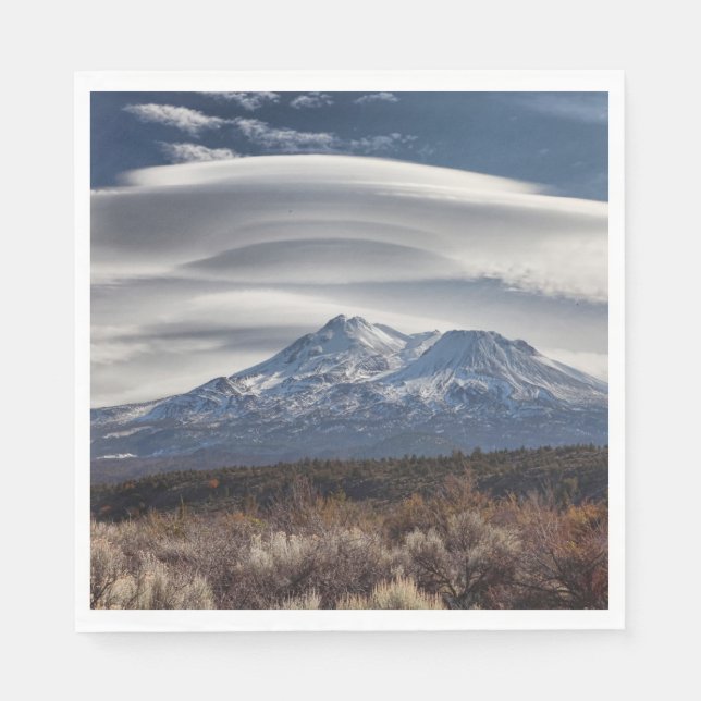 MOUNT SHASTA WITH LENTICULAR CLOUD NAPKIN (Front)