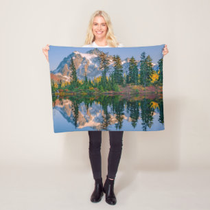 Mount Shuksan mirrored in Reflection Lake Fleece Blanket