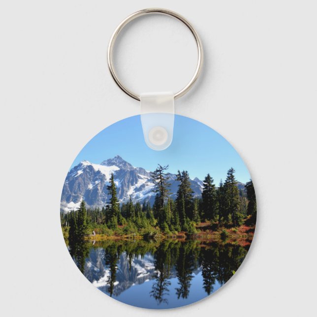 Mount Shuksan on a Sunny Day Key Ring (Front)