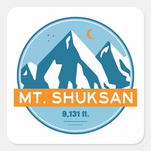 Mount Shuksan Washington Stars Moon Square Sticker (Front)