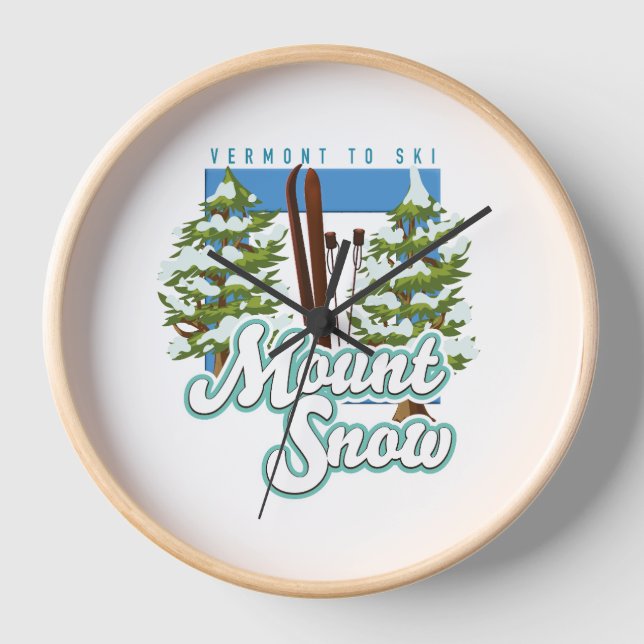 Mount Snow Vermont Ski logo. Clock (Front)