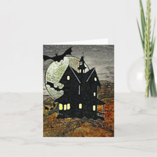Mount Spooky Haunted Horror Art BLANK Stationary Holiday Card