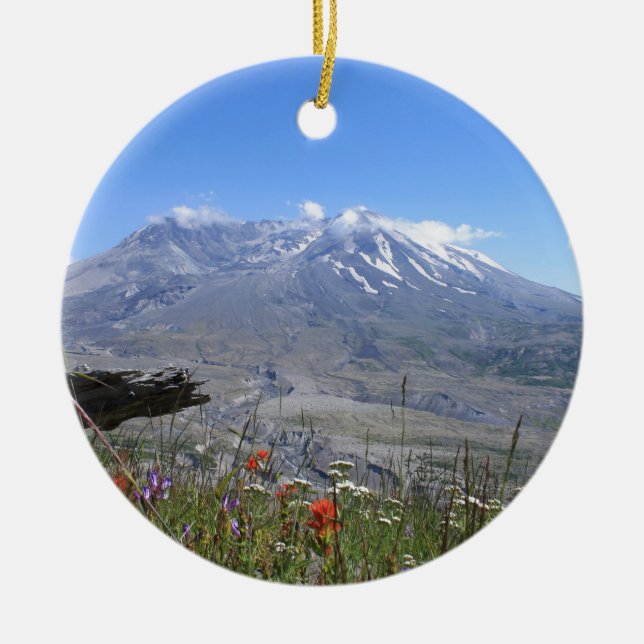 Mount St. Helens Ceramic Tree Decoration (Front)