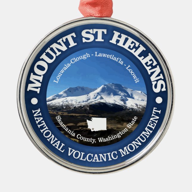 Mount St Helens Metal Tree Decoration (Front)