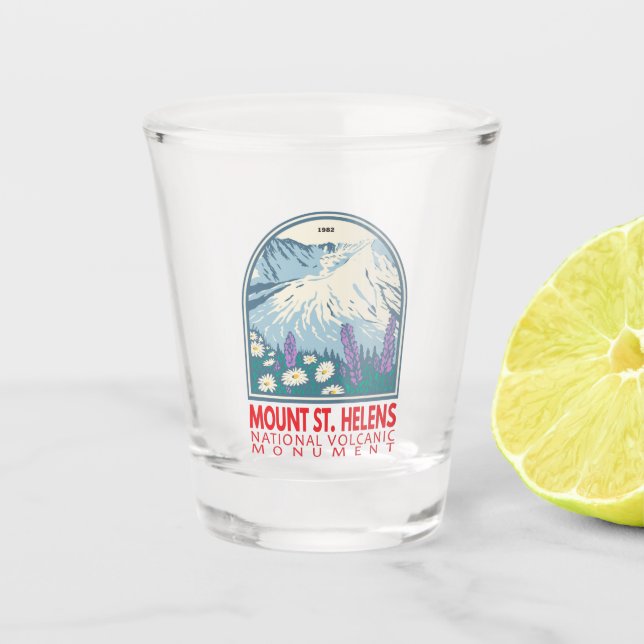 Mount St Helens National Volcanic Monument Retro Shot Glass (Front)