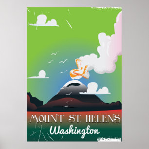 Mount St. Helens vintage travel poster. Poster