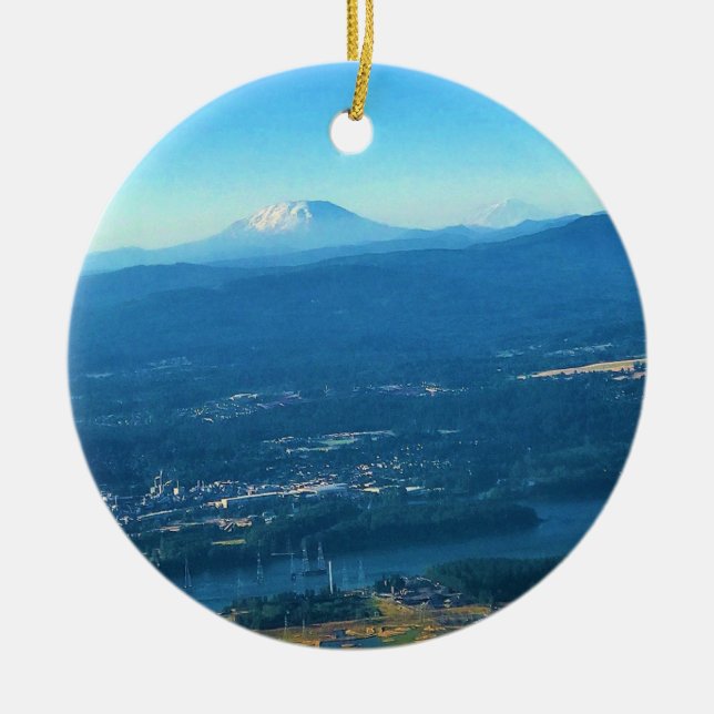 Mount St. Helens, Washington Ceramic Tree Decoration (Front)
