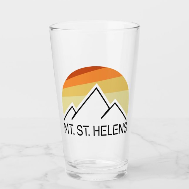 Mount St. Helens Washington Retro Glass (Front)