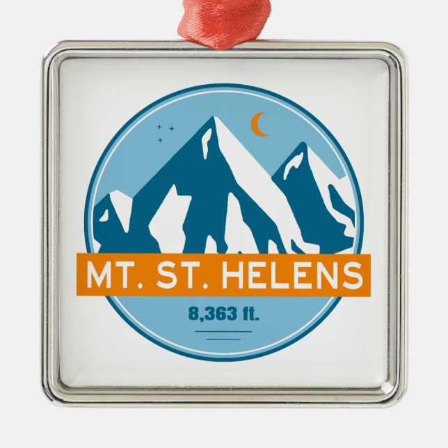 Mount St. Helens Washington Stars Moon Metal Tree Decoration (Front)