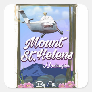 Mount St. Helens Washington Travel poster Square Sticker