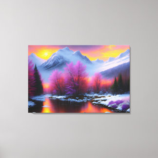 "Mount Sunset", by BarryDyar ©, scenic Landscape Canvas Print