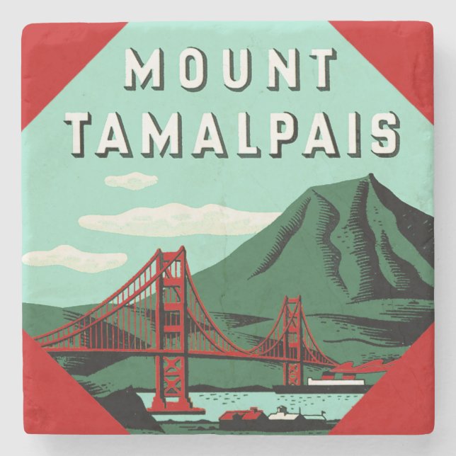 Mount Tamalpais Christmas Ornament Stone Coaster (Front)